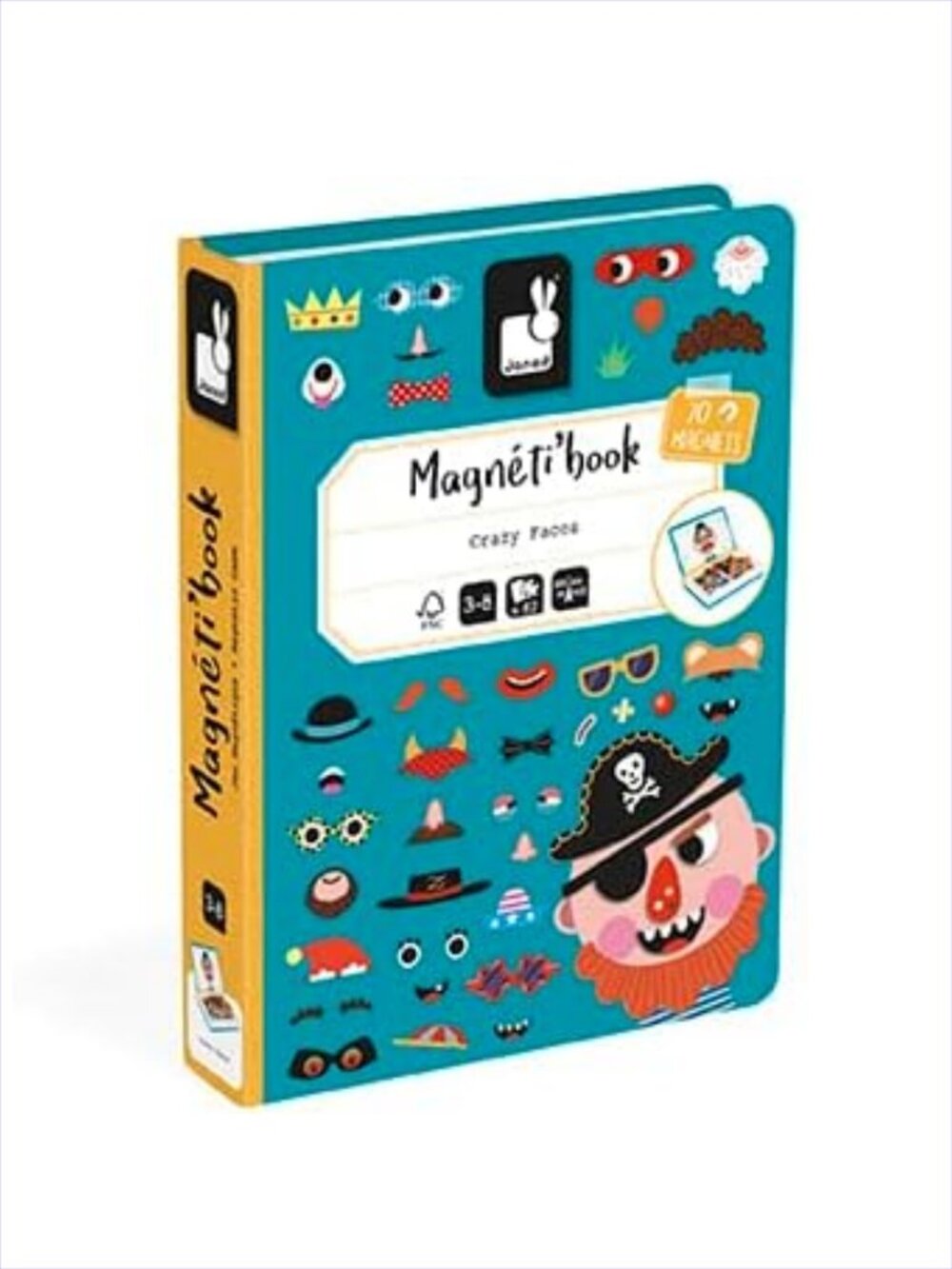 Janod Magnetibook Boy’s Crazy Faces 3-8 Years Travel-friendly Toy New Sealed
